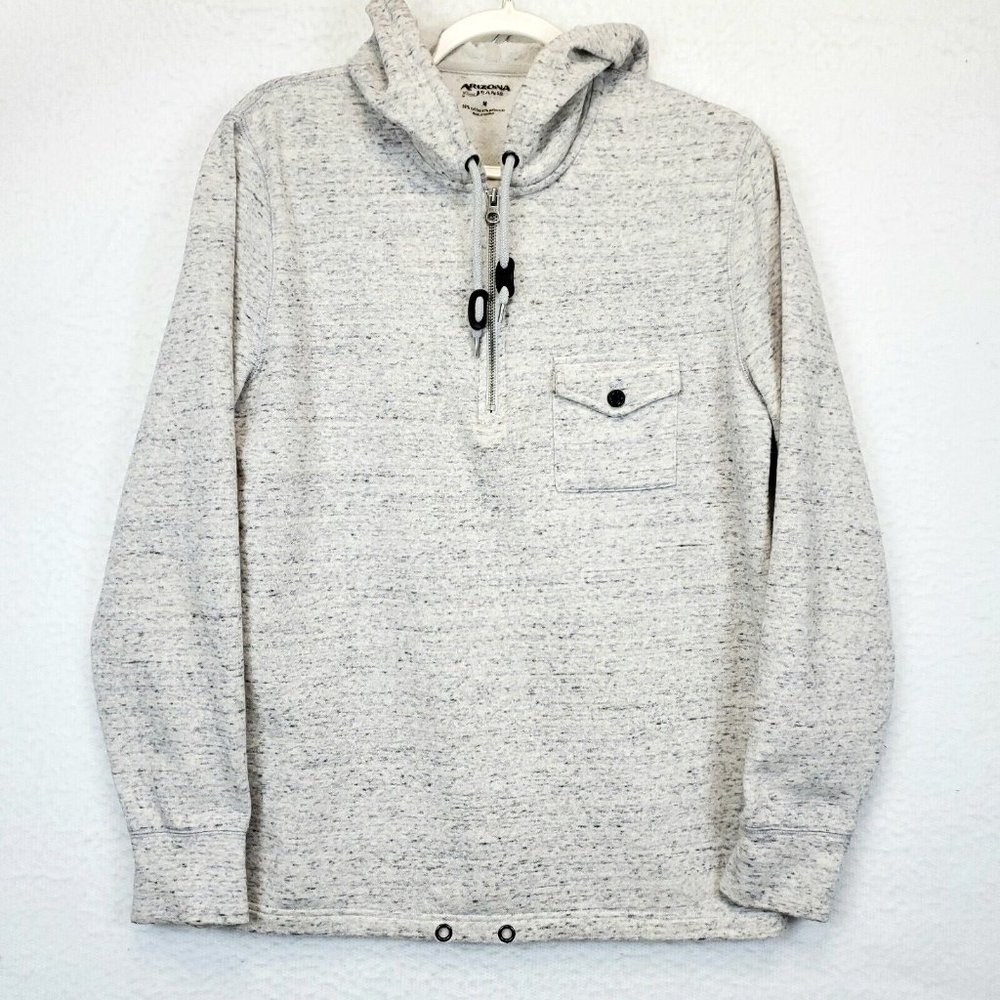Arizona Jeans Co Hoodie Men 1/4 Zip Pocket Long Sleeve Medium Heathered Gray